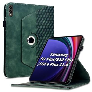 Imagem de Varohix Capa para Samsung Galaxy Tab S10 Plus 2024/ S9 Plus/S9FE Plus 12,4, capa protetora de couro PU com rotação de 360 graus com hibernar/despertar automático, suporte para cartão e alça de ombro