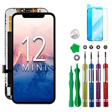 Imagem de Substituição de tela LCD para iPhone 12 Mini 5,4 polegadas (A2176, A2398, A2400, A2399) Montagem de moldura digitalizadora para tela sensível ao toque