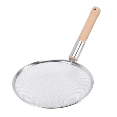 Imagem de Yosoo Filtro de Malha Fina de Aço Inoxidável, Colher de Skimmer Com Alça de Madeira Colher de Filtro para Cozinhar Restaurantes Refeições Em Família Piqueniques (28cm)