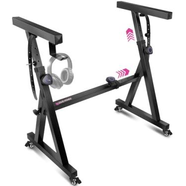 Imagem de Liquid Stands Suporte Para Teclado Com Rodas - Estilo Z Ajustável E Portátil Suporte Para Piano Digital Profissional Resistente - Serve Para Pianos Elétricos De 54 A 88 Teclas - Preto