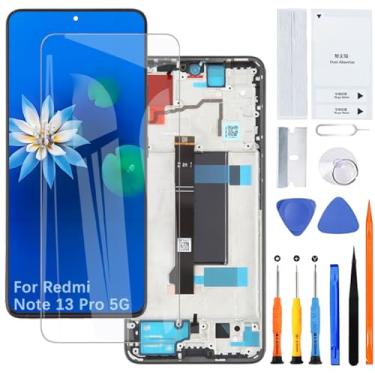 Imagem de Tela de exibição para Xiaomi Redmi Note 13 Pro 5G TFT 2312DRA50C 2312CRAD3C 2312DRA50G 2312DRA50I Kit de montagem de tela LCD (preto com moldura, sem impressão digital)