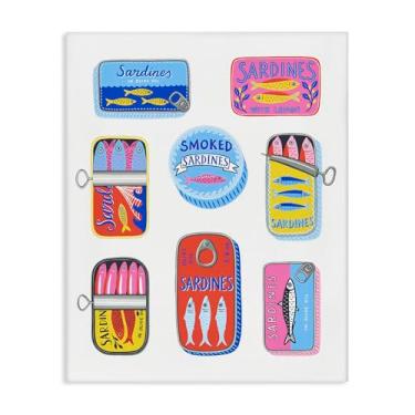 Imagem de Stupell Industries Design de arte de parede em tela de lata de sardinha brilhante e pastel por Bex Morley Design, 20 x 16