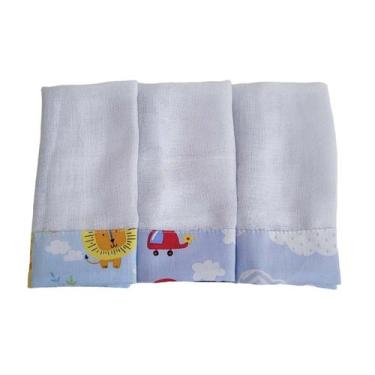 Imagem de Toalhinha De Boca Fralda Bebe C/3unid Estampada Babete Toalhinha - Mai