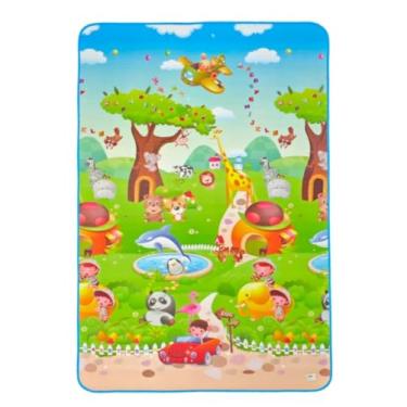 Imagem de Tapete Infantil de Atividades Macio Dupla Face Térmico Dobrável Colorido Estampas Divertidas 180x120 cm (Zoologico)