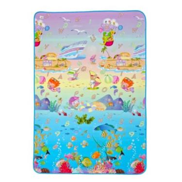 Imagem de Tapete Infantil de Atividades Macio Dupla Face Térmico Dobrável Colorido Estampas Divertidas 180x120 cm (Mar)