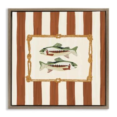 Imagem de Stupell Industries Arte de parede em tela flutuante marrom com borda de corda de peixe por Veronica Lara, 45,7 x 45,7 cm