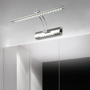 Imagem de LED casa de banho espelho apliques de parede com interruptor iluminação quadros ângulo ajustável telescópico candeeiros de parede aço inoxidável impermeável interior iluminação toucador (luz branca