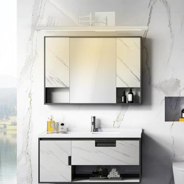 Imagem de GZZBMY Luminária de parede LED para espelho de banheiro, lâmpadas de parede giratórias dobráveis e retráteis, arandelas de parede de ângulo ajustável, modernas, internas, à prova d'água, luzes de