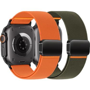 Imagem de Pulseiras de nylon elásticas para Apple Watch Ultra 2 de 49 mm, 46 mm, 45 mm, 44 mm, 42 mm, 41 mm, 40 mm e 38 mm, para Apple Watch séries 10/9/8/7/6/5/4/3/SE/Ultra/Ultra2