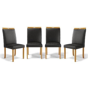 Imagem de Kit Com 4 Cadeiras Agnes Madeira Maciça Estofadas Para Mesa De Jantar 