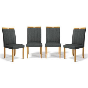 Imagem de Kit Com 4 Cadeiras Aurora Madeira Maciça Estofadas Para Mesa De Jantar