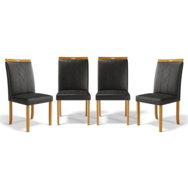 Imagem de Kit Com 4 Cadeiras Ana Madeira Maciça Estofadas Para Mesa De Jantar ma