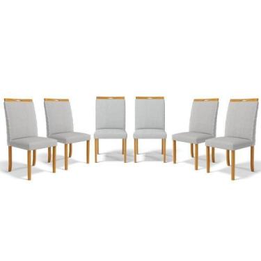 Imagem de Kit Com 6 Cadeiras Agnes Madeira Maciça Estofadas Para Mesa De Jantar 