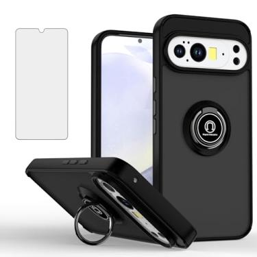 Imagem de Furill Capa de celular para Google Pixel 10 Pro XL fosca translúcida com protetor de tela de vidro temperado, anel de dedo giratório suporte magnético para carro Pixel10 10Pro 10ProXL nove mulheres