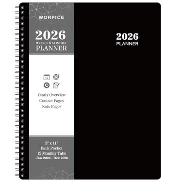 Imagem de Agenda 2024 – Planejador semanal e mensal 2024, 23 cm × 28 cm, Planner 2024 de janeiro de 2024 a dezembro de 2024, bolso interno, papel premium, encadernação de fio duplo, torne sua vida produtiva - preto