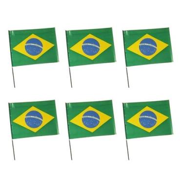 Imagem de Bandeira do Brasil Plástico 6 Unidades Copa - Real Seda