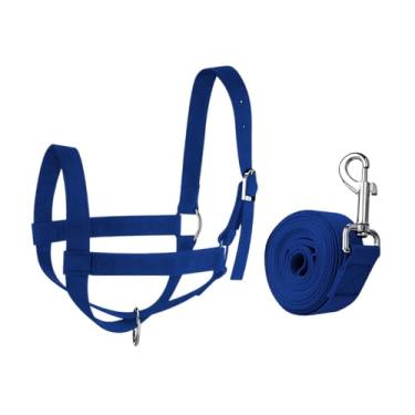 Imagem de Generic Cabresto de vaca com corda de guia, cabresto de bezerro de gado de nylon profissional ajustável para touros, cabras, exposição de animais, bois, M