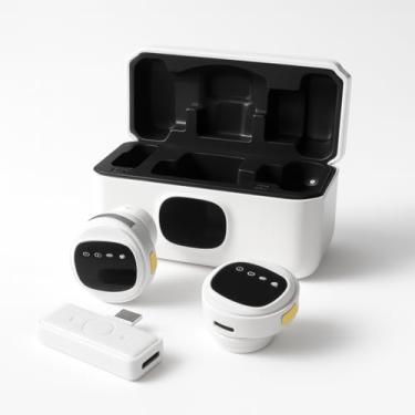 Imagem de Microfone de Lapela Sem Fio Tipo C Kit Duplo com Case de Carregamento | Compatível com iPhone 15/16 Android USB-C e Notebooks | IA Antirruído | TikTok, Podcast, Gravações, Vídeo Aulas Online (Branco)