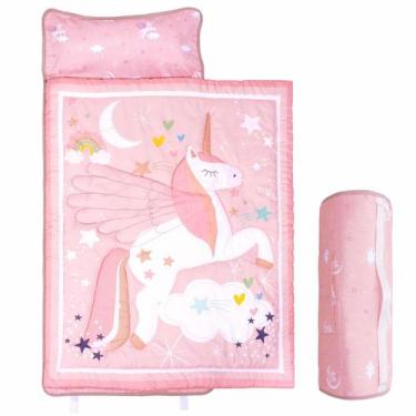 Imagem de Saco de dormir UOMNY Toddler Nap Mat Unicorn com travesseiro 50x20in