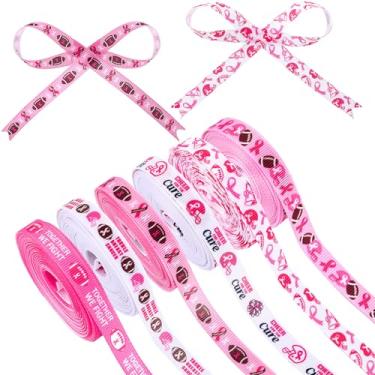 Imagem de Hahafelt 6 rolos de futebol americano conscientização do câncer de mama fita rosa conscientização do câncer de mama fita de artesanato para artesanato faça você mesmo, guirlanda de laço, costura