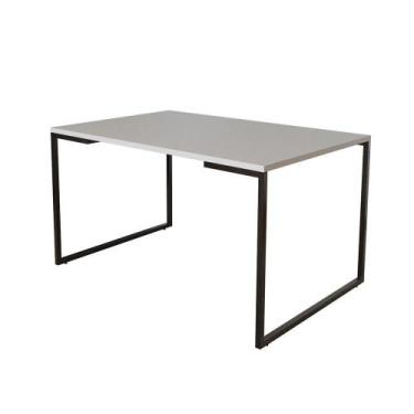 Imagem de Mesa De Jantar Industrial Base Ferro Preto Tampo 137X90 Branco Cor: Br
