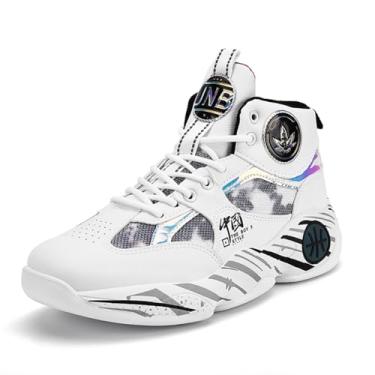 Imagem de Bolognifi Botas de treinamento esportivas práticas para tênis basquete masculino cano alto antiderrapante Equipamento de basquetebol(Black-a,39 BR)