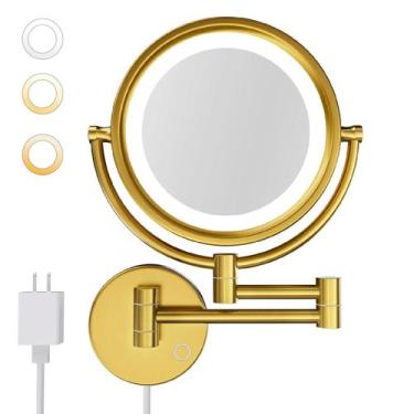 Imagem de Espelho de maquiagem GURUN, luzes LED de ampliação de 10X de 8,5 poleg