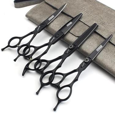 Imagem de Conjunto de barbeiro profissional 5/5,5/6, com lâminas afiadas que são fáceis de aparar, adequado para cabeleireiros e salões de cabeleireiro (15 cm a 4 peças)