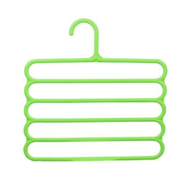 Imagem de Kit 10 Cabides Multiuso Calças Saias Bermudas 5 espaços (Verde)