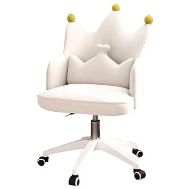 Imagem de Cadeira De Escritório Em Veludo, Cadeiras Estofadas Para Escritório Em Casa Com Altura Ajustável E Rodas Giratórias, Cadeira Ergonômica Crown Fofa Para Sala De Estar, Quarto, Esc, Beige