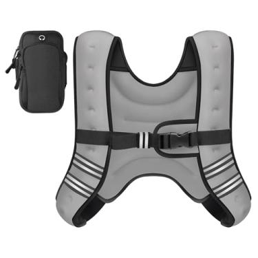 Imagem de GEEBOBO Colete pesado para mulheres e homens, 3,6 kg/5,4 kg/7,3 kg/9,1 kg/11,3 kg/13,6 kg, peso feminino, peso ajustável para caminhada, treinamento de força, corrida, 11,3 kg, cinza