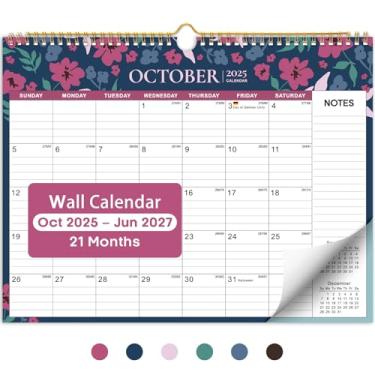 Imagem de Calendário 2025-2026, calendário de 21 meses de outubro de 2025 a junho de 2027, 29 cm x 37 cm, calendário mensal de parede com encadernação em espiral, perfeito para casa ou escritório, jardim da