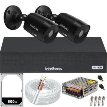 Imagem de Kit Intelbras 2 Câmeras de Segurança 1220b Black Dvr 4ch Hd 500gb