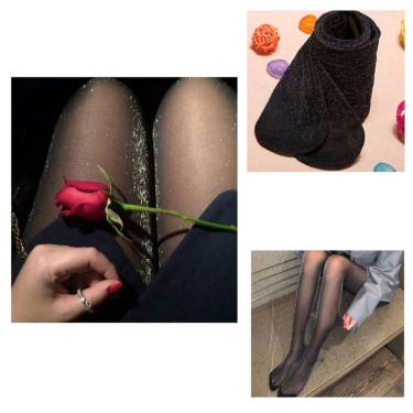 Imagem de Meia Calça Brilhante com Glitter: Lurex Dupla Face Tamanho Único