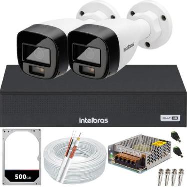 Imagem de Kit 2 Câmeras Intelbras VHD 1220 B Full Color DVR Mhdx 3104c Hd 500GB 