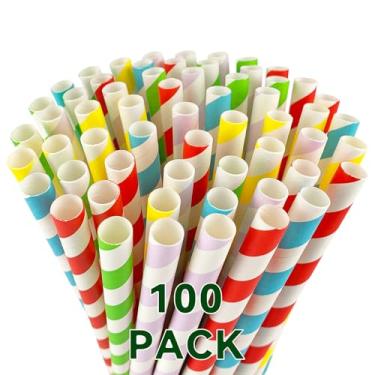 Imagem de KTOJOY Pacote com 100, canudos de papel Boba extra largos para smoothie e milkshake, canudos biodegradáveis de 10 mm de largura para bebidas umbo - chuveiro, decorações de artigos de festa de
