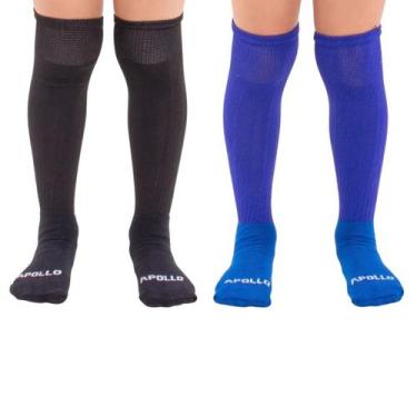 Imagem de Kit 2 Pares Meião Futebol Infantil e Juvenil Cores Sortidas - Apollo, 