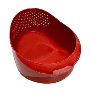 Imagem de Ｂｅｓｇａ Cesta de drenagem de cozinha para armazenamento de vegetais, lavadora de frutas e vegetais, cesta de lavagem para festa de morango, fazenda, hotel, Vermelho