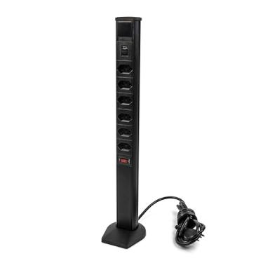 Imagem de Extensão Elétrica Totem Multiplug 6 Tomadas + 2 Usbs Qtmov Preto