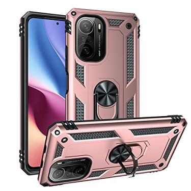 Imagem de SORAKA Capa para Xiaomi Mi 11i 5G/POCO F3 5G com suporte de anel invisível e placa de metal para suporte magnético de carro, capa rígida de policarbonato macio TPU macio de grau militar, capa