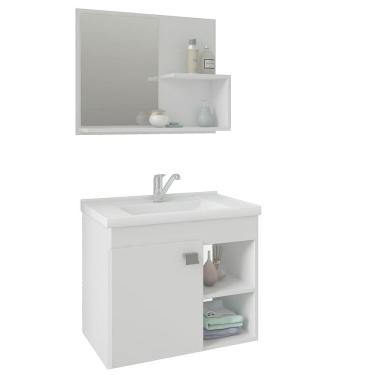 Imagem de Kit Conjunto Gabinete para Banheiro com 1 Porta Cuba e Espelheira Lotus Mgm