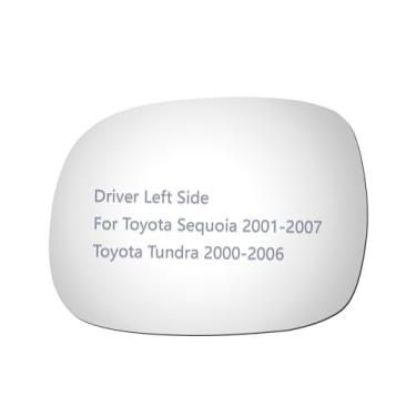 Imagem de JZSUPER Vidro retrovisor lateral adequado para Toyota Sequoia 2001-2007, Toyota Tundra 2000-2006 lado esquerdo esquerdo plano, incluindo adesivo (não aquecido)