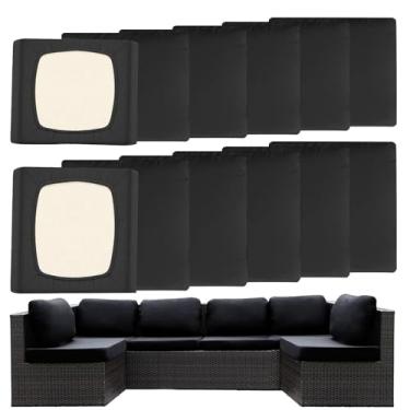 Imagem de HYuMCCyhT Capas de almofada elásticas para área externa, substituição de capas de sofá ao ar livre, para capas de almofada de móveis de pátio, protetor de móveis reutilizável lavável (12, preto)