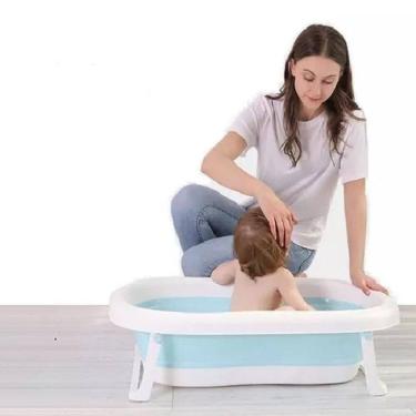 Imagem de Banheira Termometro Portátil Flexível Dobrável Bebe Infantil