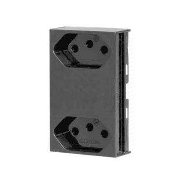 Imagem de Conjunto 2 Tomadas 3p 10a Preto - Linha Slim - Ilumi - Sku 23573