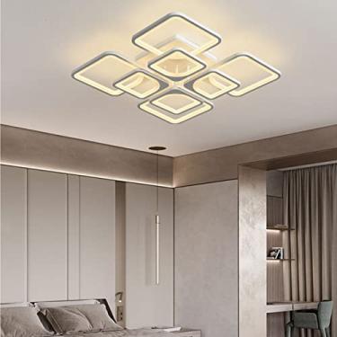 Imagem de Luminária de teto LED regulável com controle remoto, lustre moderno de acrílico quadrado Sdesign, luminária de teto embutida para iluminação de teto de quarto/5 cabeças