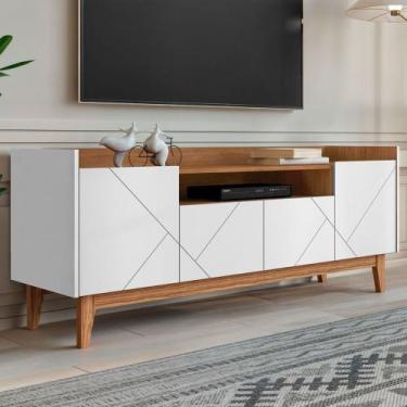 Imagem de Rack para TV Até 65 Polegadas Andriely 4 Portas Branco/Cedro - Pnr Móv