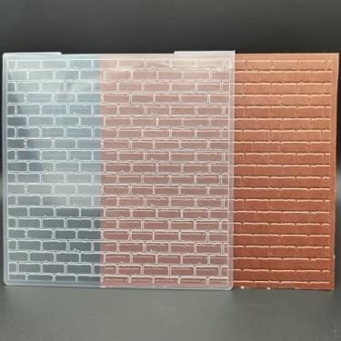 Imagem de Pasta de plástico em relevo, 15 x 15 cm, papel de parede de tijolos de Natal, artesanato, impressões texturizadas de plástico para fazer cartões, scrapbooking