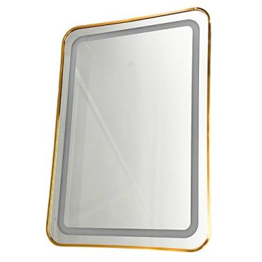 Imagem de Espelho Retangular de Parede com LED 50x70cm USB (Dourado)