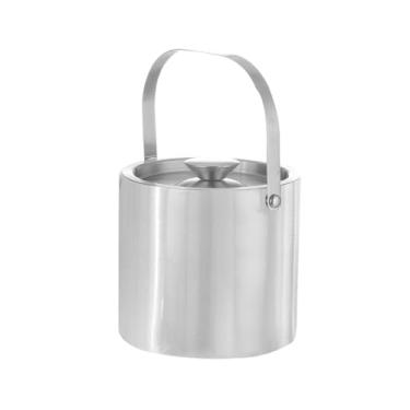 Imagem de baldes de gelo Balde de gelo aço inoxidável com braçadeira, balde cerveja champanhe e vinho tinto camada dupla(Médio)